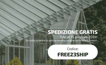 Continua la promozione PolyPiù: consegna gratuita per i prodotti fino a 2,5 metri e spedizione entro 72/96 ore! 